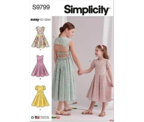Patron Simplicity 9799 - Robe de fête du 32 au 44 FR