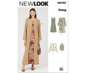 Patron New Look 6785 - Robe et Manteau Chacun en Deux Longueurs, Veste et Sac pour Jeunes Femmes