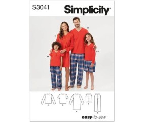 Patron 3041 Short, Pantalon et Haut et Tunique en Tricot pour Enfants, Adolescents et Adultes