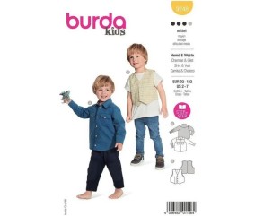 Patron Burda 9248 - Chemise classique et un gilet 2-7 ans