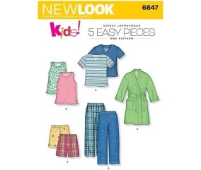 Patron New Look 6847 Ensemble de nuit, pyjamas, peignoirs