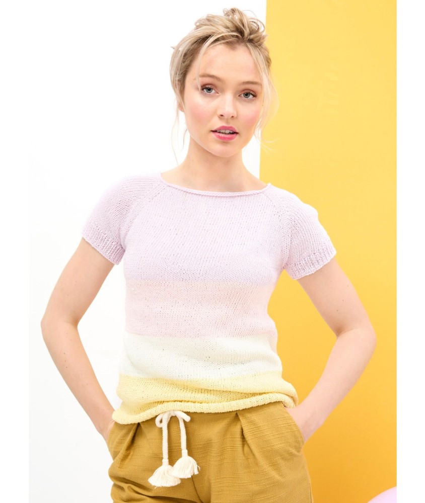 Patron tricot gratuit Pull top down coton Cerise