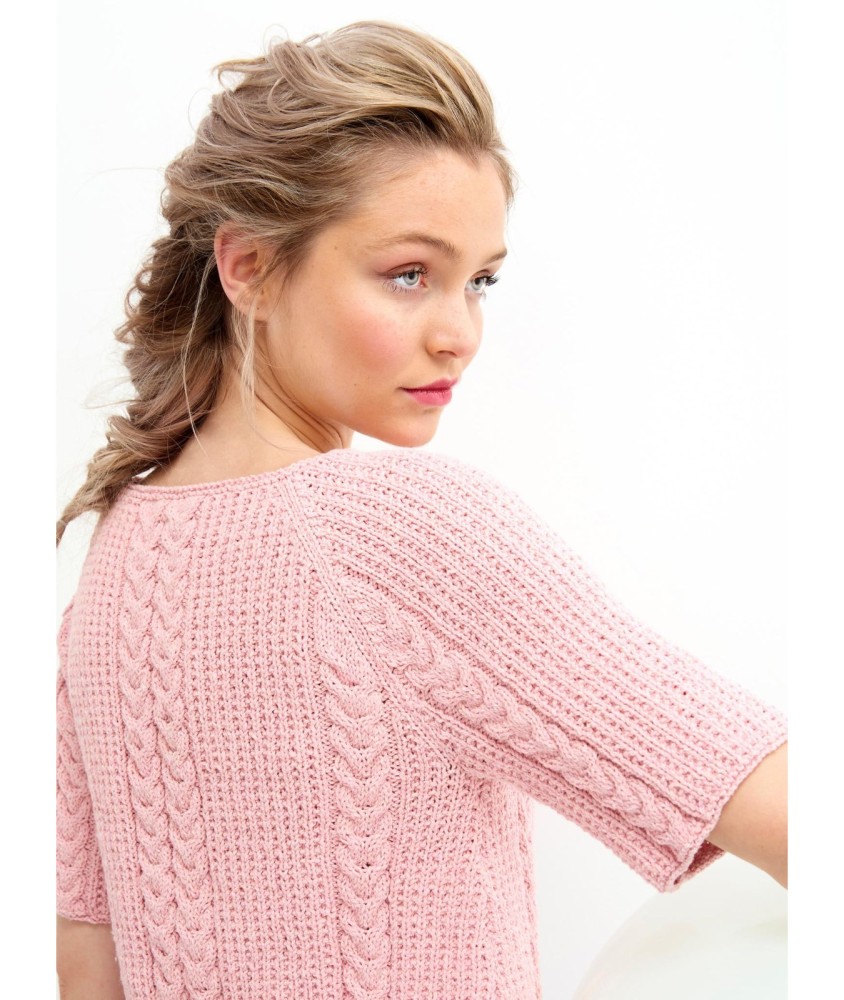 Patron gratuit Pull raglan à torsades coton Eloïse