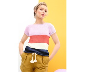 Patron Pull top down coton Cerise Bergère de France, autre coloris
