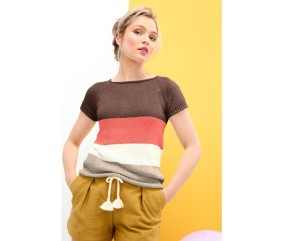 Patron Pull top down coton Cerise Bergère de France, autre coloris