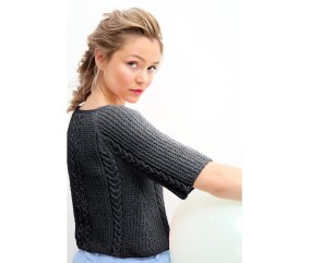 Patron Pull raglan à torsades coton Eloïse Bergère de France, autre coloris