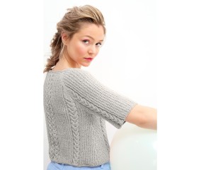 Patron Pull raglan à torsades coton Eloïse Bergère de France, coloris Ozone