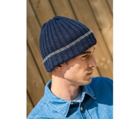 Patron tricot gratuit Bonnet revers bicolore Milo