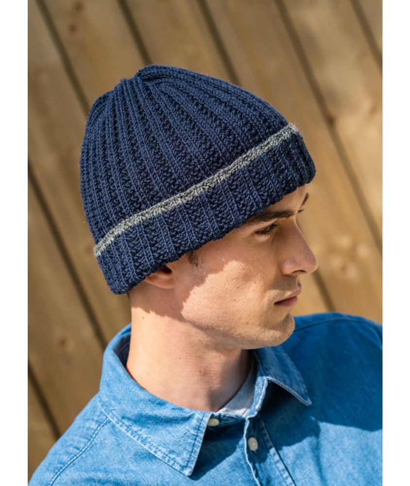 Patron tricot gratuit Bonnet revers bicolore Milo