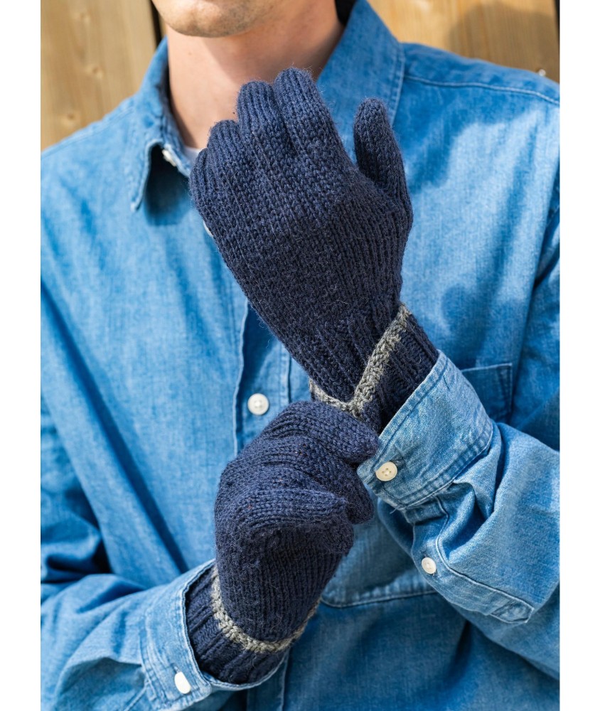 Patron tricot gratuit Gants revers bicolore Marvin