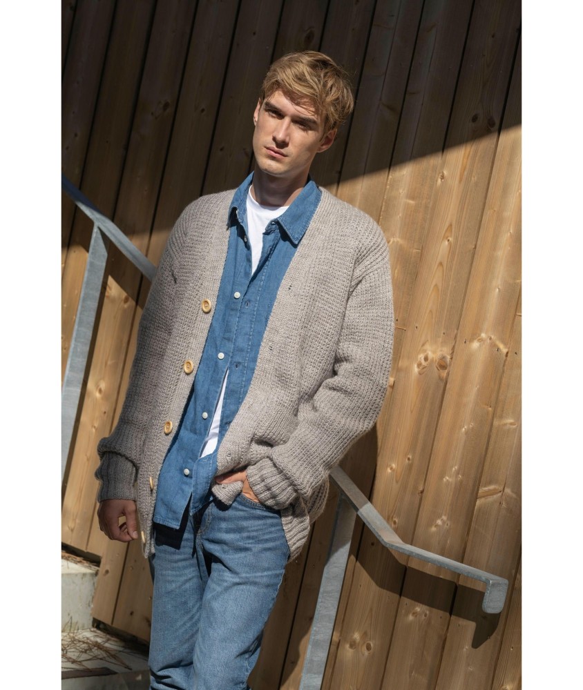 Patron tricot gratuit Gilet long fin homme Brad