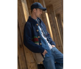 Patron tricot gratuit Gilet col montant homme Sami