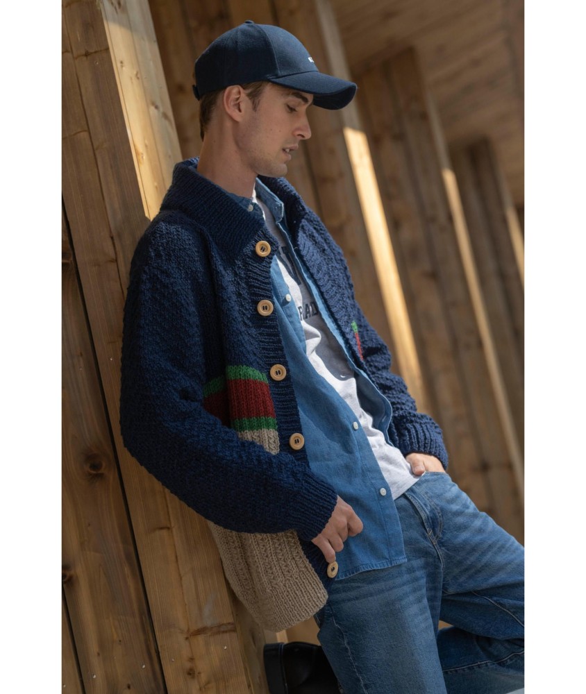 Patron tricot gratuit Gilet col montant homme Sami