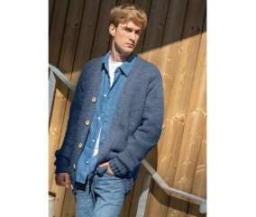 Patron tricot gratuit Gilet long col v homme Ilyass
