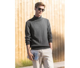 Patron tricot gratuit Pull fin homme col roule Isidore