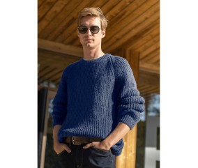 Patron gratuit Pull raglan cotes perlees homme Serge