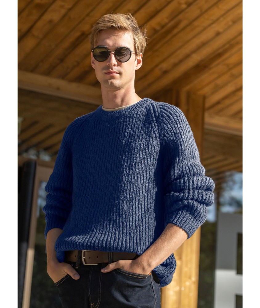 Patron gratuit Pull raglan cotes perlees homme Serge