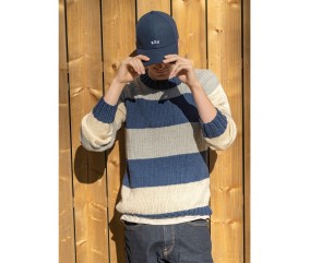 Patron tricot gratuit Pull raye col rond homme Ilan