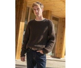 Patron gratuit Pull fin raglan cotes perlees homme Basile