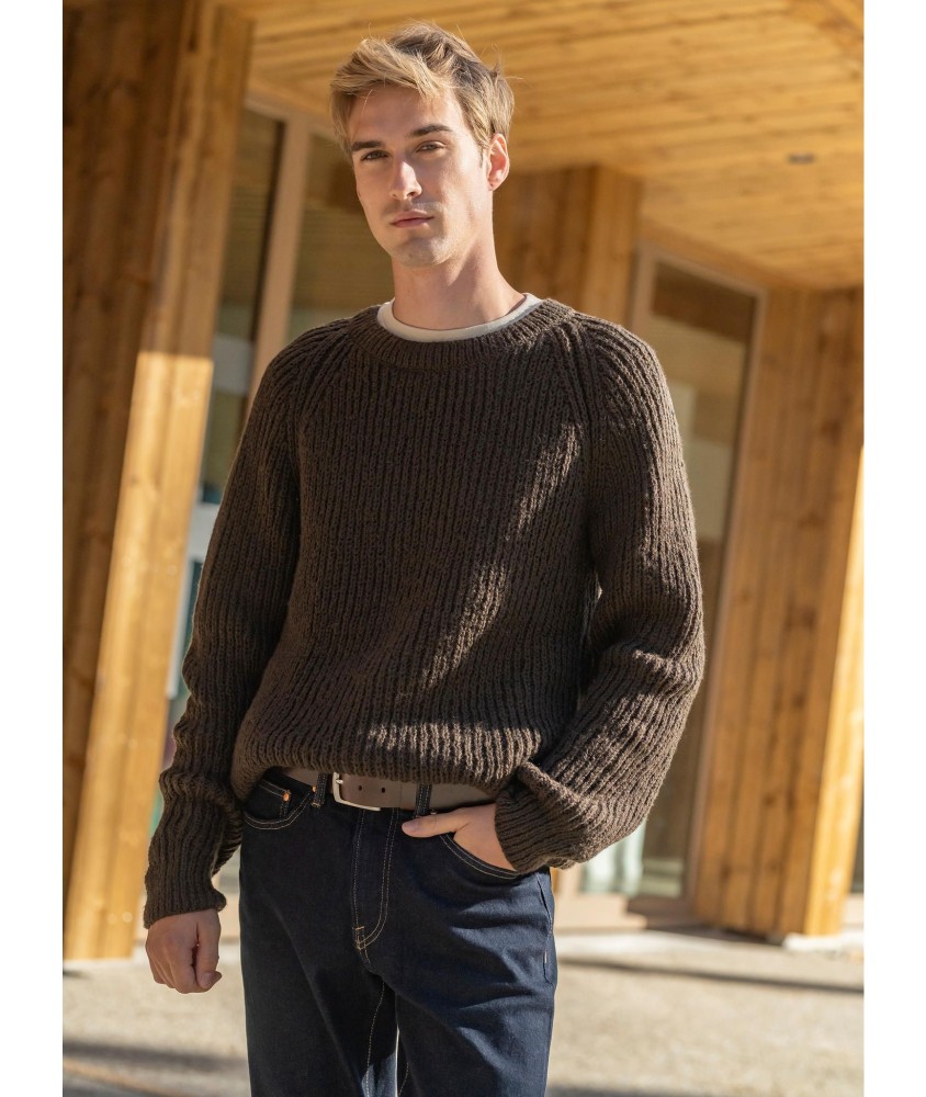 Patron gratuit Pull fin raglan cotes perlees homme Basile