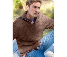 Patron gratuit Pull fantaisie homme col camionneur zippe