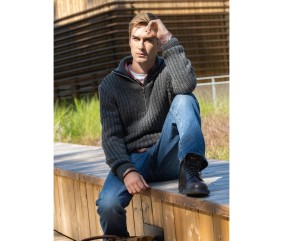 Patron gratuit Pull homme col camionneur zippe Marco