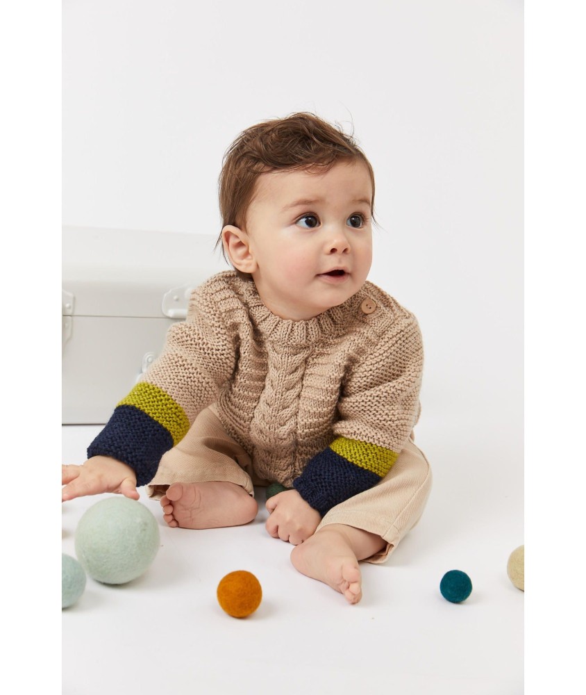 Patron gratuit Pull torsade centrale tricolore Iannis