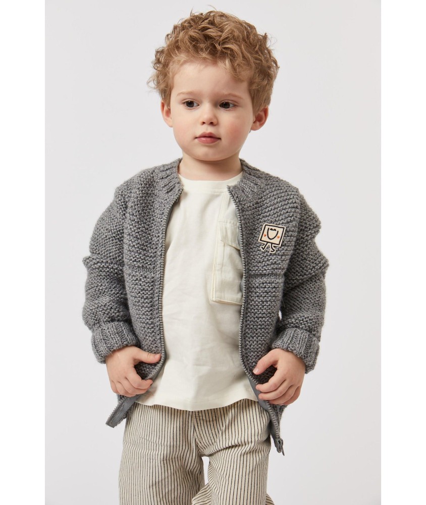 Patron tricot gratuit Gilet zippé au point mousse Rémi