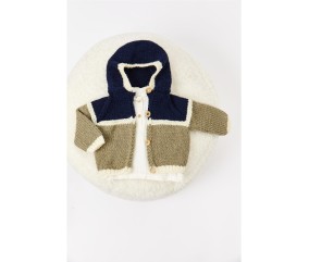 Patron tricot gratuit Gilet tricolore à capuche Sam