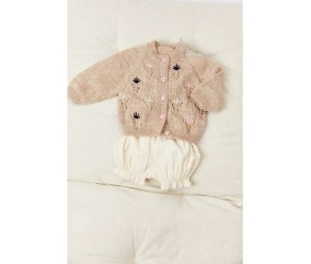 Patron tricot gratuit Gilet raglan ajouré brodé Betty