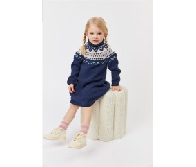 Patron tricot gratuit Robe empiècement jacquard Dune