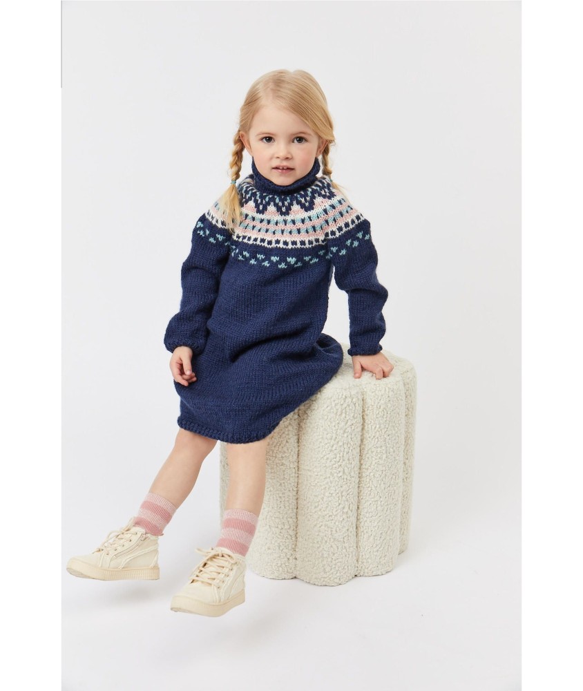Patron tricot gratuit Robe empiècement jacquard Dune