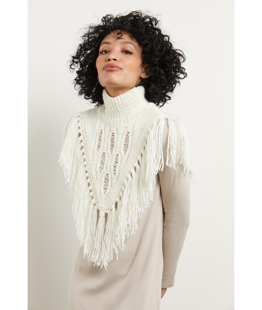 Patron tricot gratuit Col ajouré à franges Billie