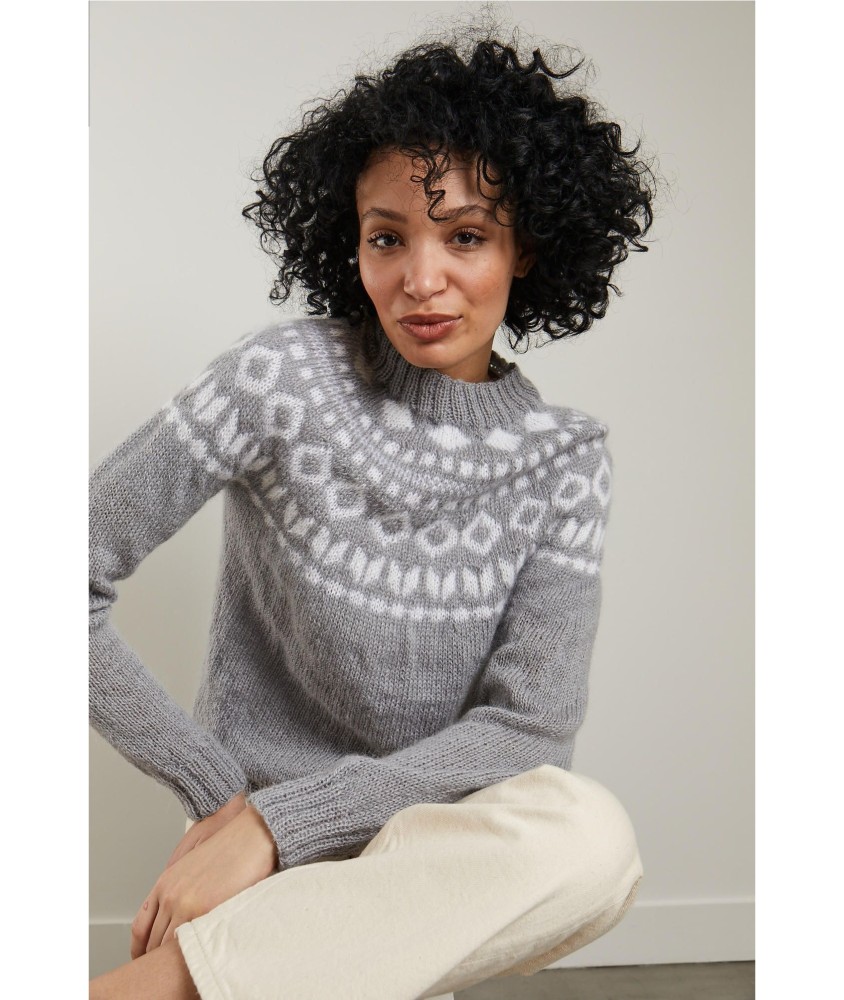 Patron tricot gratuit Pull empiècement jacquard Fanny