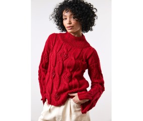 Patron tricot gratuit Pull à torsades ajourées Sienna
