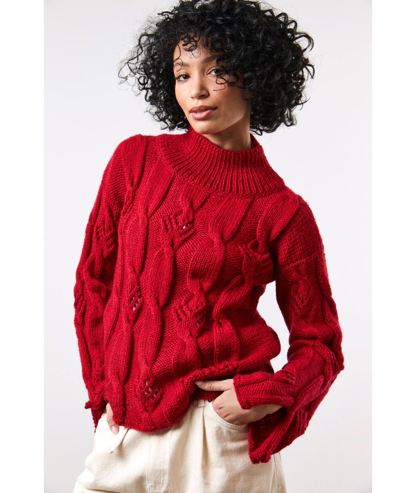 Patron tricot gratuit Pull à torsades ajourées Sienna