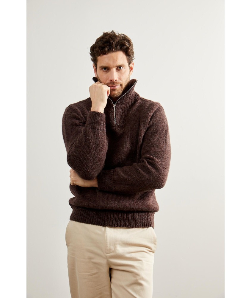 Patron tricot gratuit Pull col camionneur zippé Romain