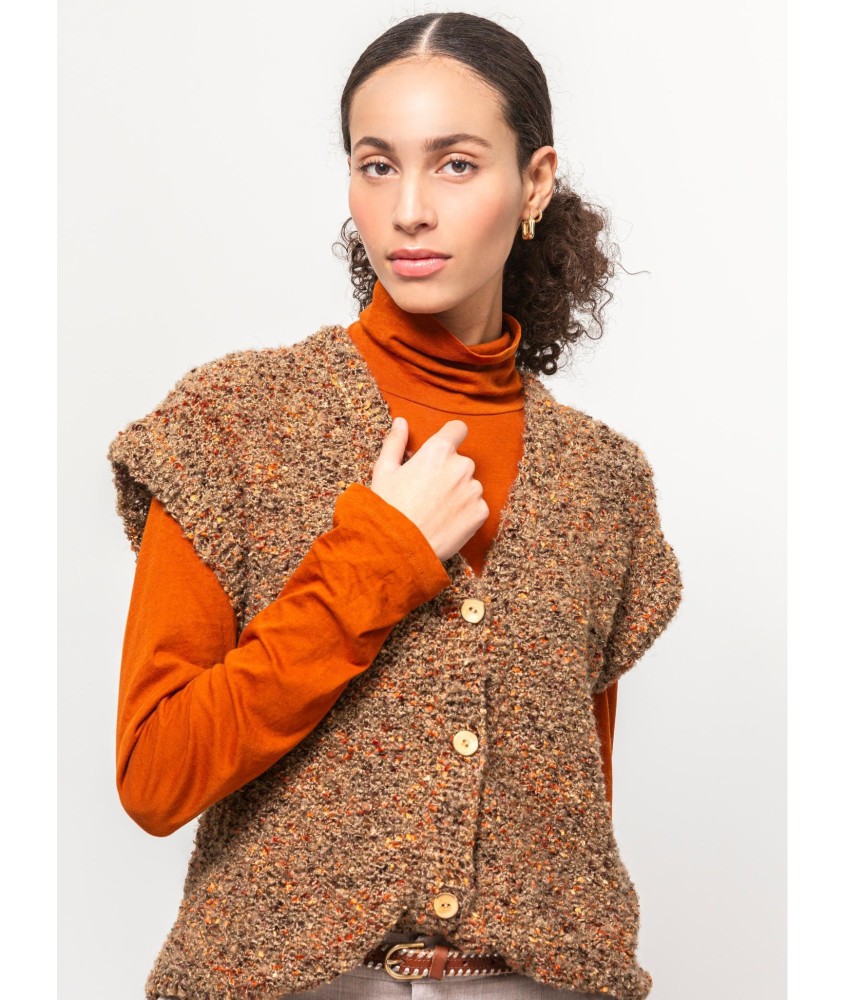 Patron tricot gratuit Gilet sans manches bouclé Marta