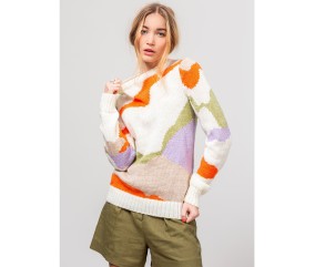 Patron tricot gratuit Pull jacquard abstrait Bénédicte
