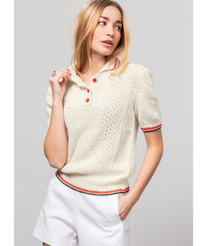 Patron tricot gratuit Polo point fantaisie Clémence