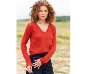 Patron tricot gratuit Pull jersey raglan col V Eve