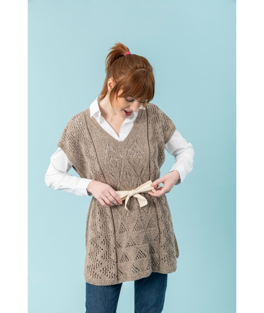 Patron tricot gratuit Poncho ajouré Estelle