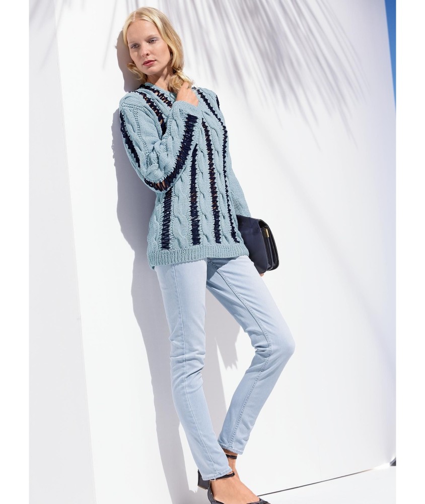 Patron crochet gratuit Pull ajouré torsadé Suzie