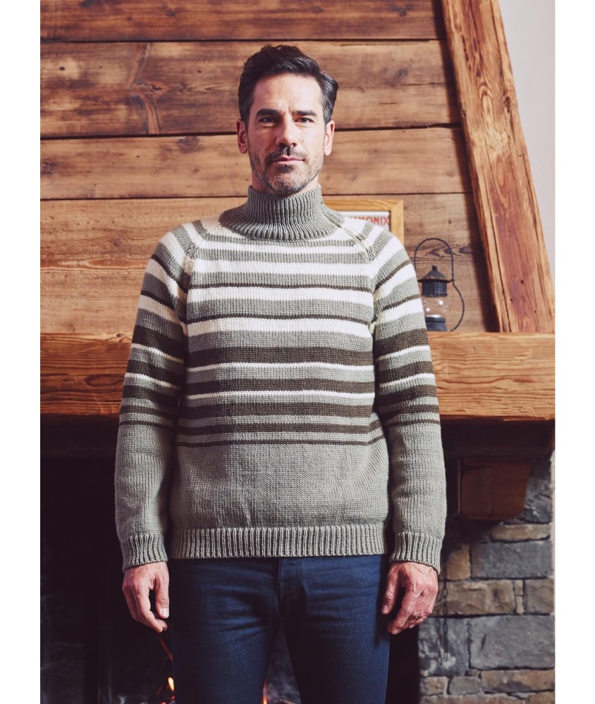 Patron tricot gratuit Pull col montant Steve