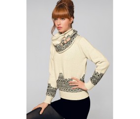 Patron tricot gratuit Pull jacquard col rond Cyrine