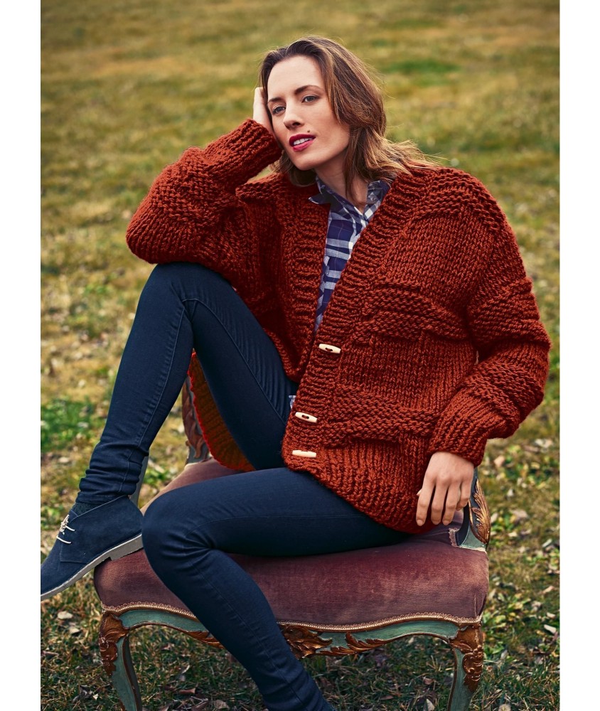 Patron tricot Veste col V Alanis - Bergère de France