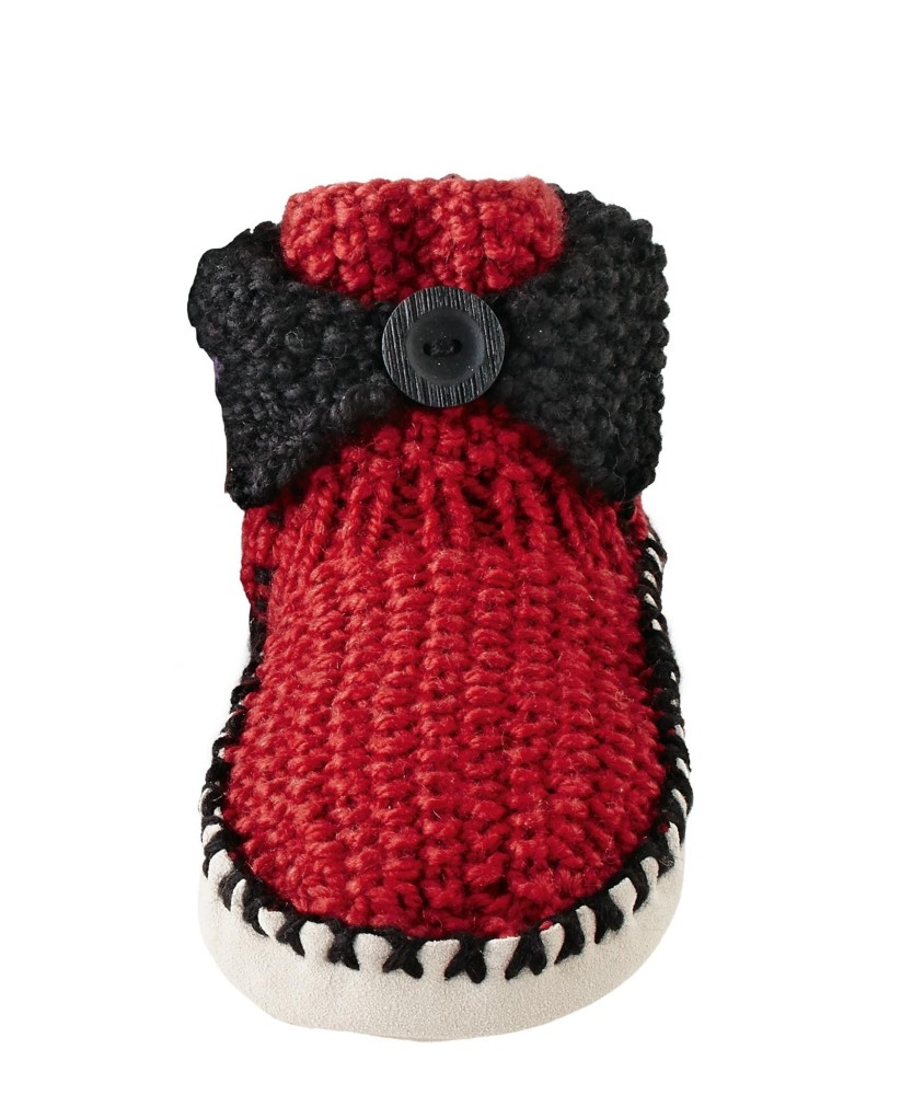 Patron tricot gratuit Chaussons revers Rouge Angi