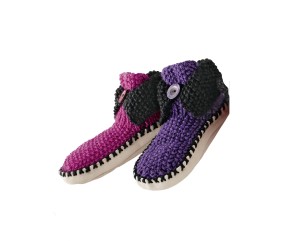 Patron Chaussons revers Angi Bergère de France, coloris Raisin et Noir