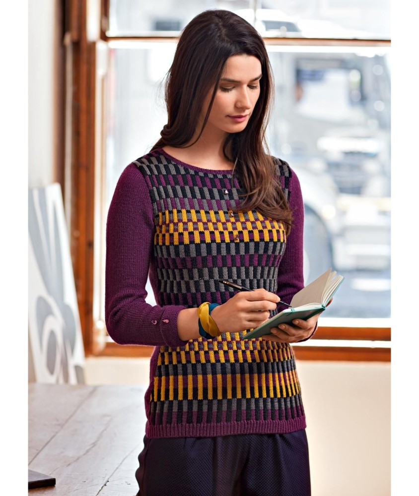 Patron tricot gratuit Pull jacquard à strass Isabella