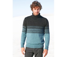 Patron tricot gratuit Pull jacquard col roulé Boris